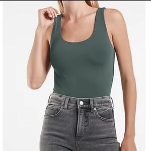 Express; Women's Sage Green Body Contour Bodysuit, Sz XL